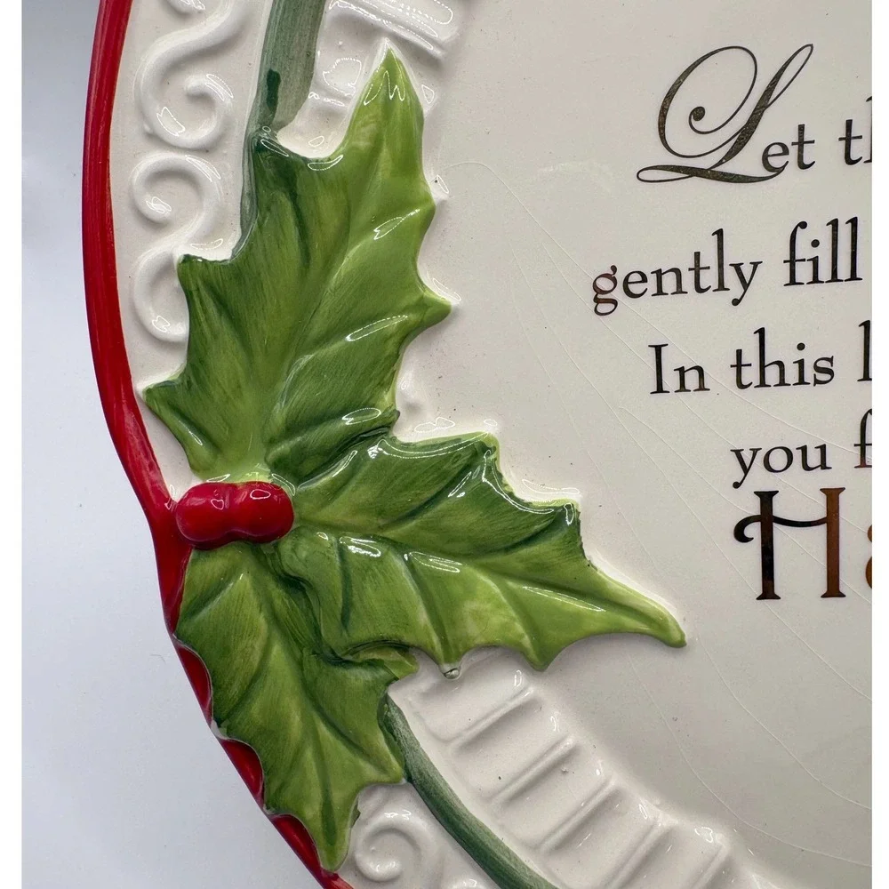Cracker Barrel Season of Peace Christmas Cake Plate 11.5
